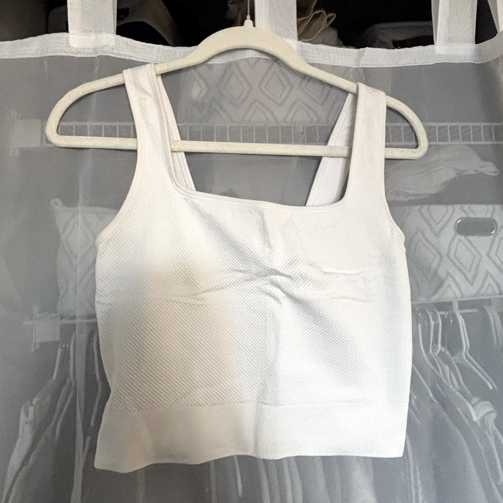 White All In Motion Cropped Tank